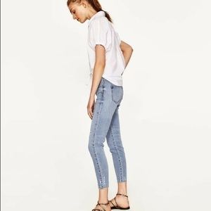 Zara jeans with pearl trims